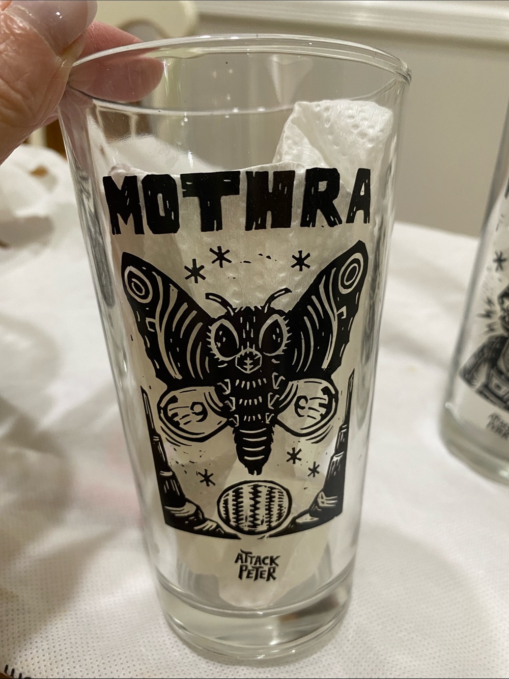 Set of 4 Godzilla Kaiju Illustration Pint Glasses - Clear with Black Artwork. - Picture 4 of 9